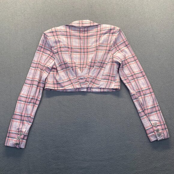Women's CABI Playdate Crop Jacket Small Style# 6257 Tailored Plaid,One Button - Picture 9 of 12